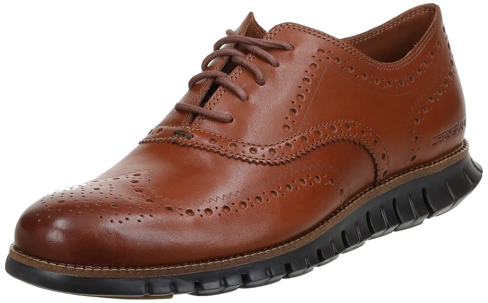 COLE HAAN MENS ZEROGRAND WINGTIP OXFORD, BRITISH TAN LEATHER/JAVA, 11.5-W US